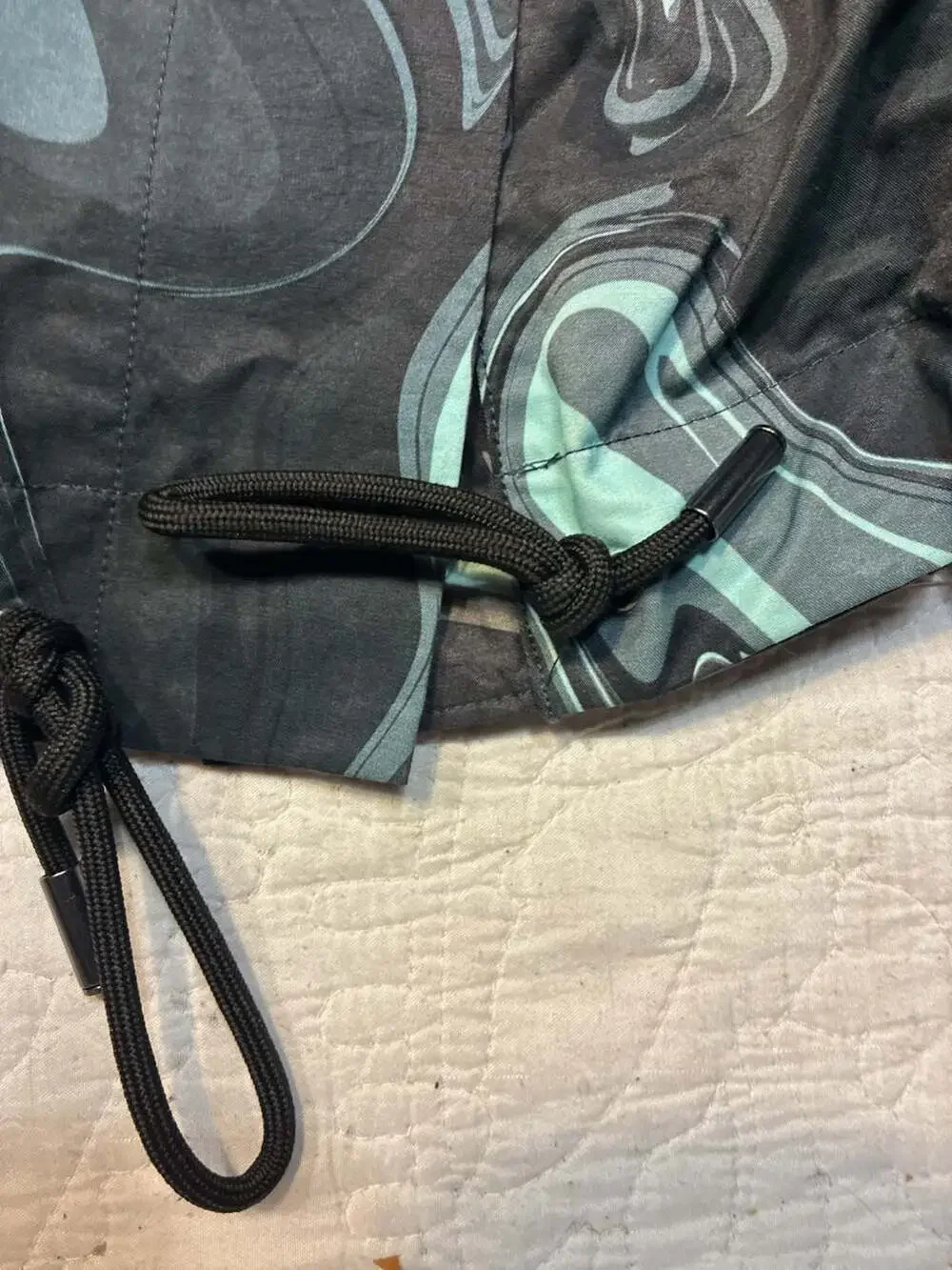 Nicole Miller Collection Hooded Rain Jacket Abstract Marble Print Size P